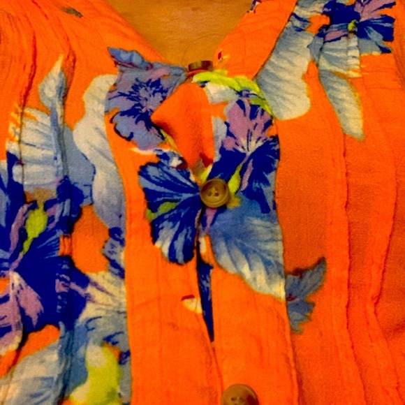 Caribbean Hawaian Tropical Floral three quarters top
Orange Blue Size Large - Picture 1 of 1